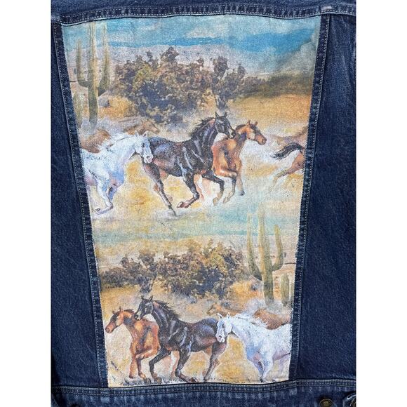 Guess Dillon Jean Jacket, Men's, Wild Horses on Back, Medium, Denim - Picture 3 of 14